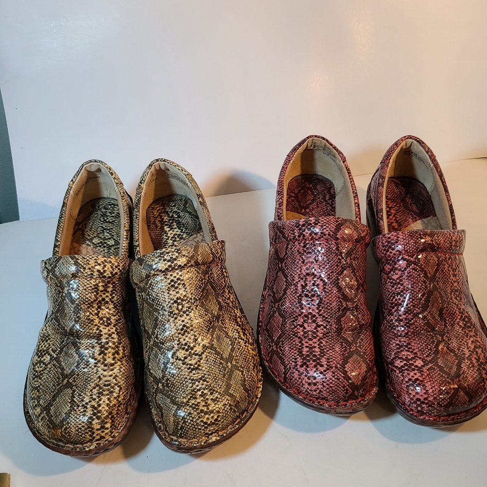 2 pairs of BOC faux aligator print clogs